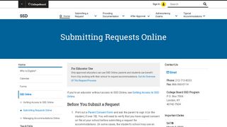 SSD Online – Submitting Accommodation Requests– The College Board