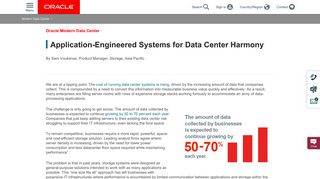 Application-Engineered Systems for Data Center Harmony | Oracle