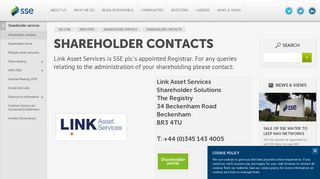 Shareholder contacts - SSE plc