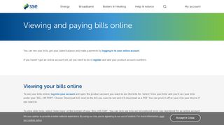 Viewing and paying bills online - Help and support - SSE