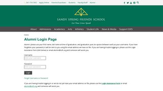 Log-in Page Alumni - SSFS - Sandy Spring Friends School