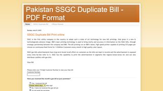 Pakistan SSGC Duplicate Bill - PDF Format