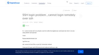 SSH login problem , cannot login remotely over ssh | DigitalOcean