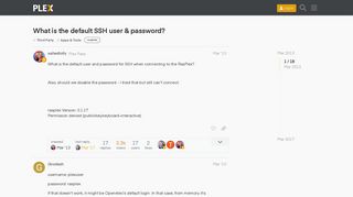 What is the default SSH user & password? - Apps & Tools - Plex Forum