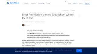 Error Permission denied (publickey) when I try to ssh | DigitalOcean