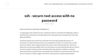 ssh - secure root access with no password | - Linux Operating System