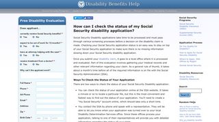 How can I check the status of SSDI or SSI application?