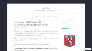 SSIS: Login failed for user “NT AUTHORITYANONYMOUS LOGON ...