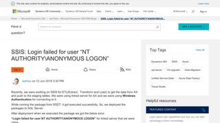 SSIS: Login failed for user “NT AUTHORITYANONYMOUS LOGON ...