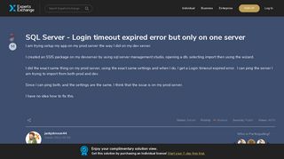 [SOLUTION] SQL Server - Login timeout expired error but only on one ...
