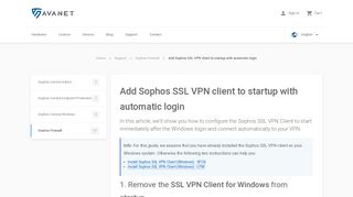 Add Sophos SSL VPN client to startup with automatic login - Avanet