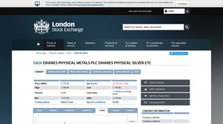ISHS SILVER £ ETP price (SSLN) - London Stock Exchange