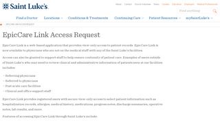 EpicCare Link Access Request | Saint Luke's Health System