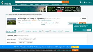 SSN college - Ssn College Of Engineering, Chennai - Courses ...