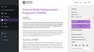 Sentinel Stroke National Audit Programme (SSNAP) | RCP London