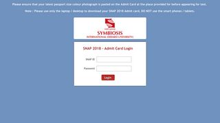 SNAP 2018 - Admit Card Login - Ish