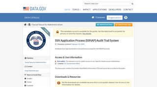SSN Application Process (SSNAP) Audit Trail System - Data.gov
