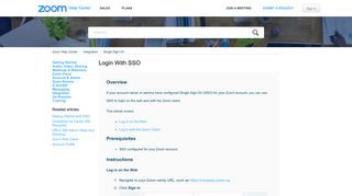 Login with SSO – Zoom Help Center - Zoom Support
