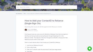 How to Add your ContactID to Reliance (Single-Sign On) | Buyside ...