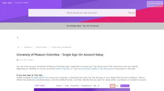 University of Missouri-Columbia - Single Sign-On Account Setup