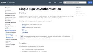 Single Sign On - Workplace - Facebook for Developers
