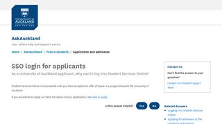 SSO login for applicants - AskAuckland