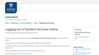 Logging out of Student Services Online - AskAuckland