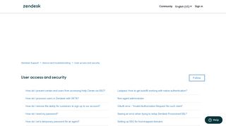 User access and security – Zendesk Support