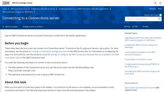 Connecting to a Connections server - IBM