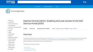 Sophos Central Admin: Enabling end user access to the Self Service ...