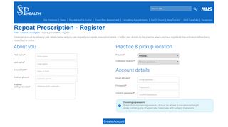 Repeat Prescription - Register - SSP Health