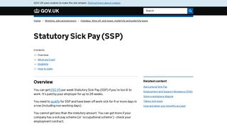 Statutory Sick Pay (SSP) - GOV.UK