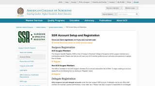 SSR Account Setup and Registration - American College of Surgeons