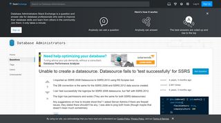 Unable to create a datasource. Datasource fails to 'test ...