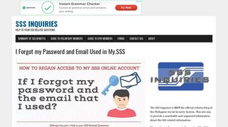 I Forgot my Password and Email Used in My.SSS - SSS Inquiries