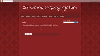 SSS Online Inquiry System: Log In