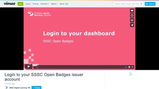 Login to your SSSC Open Badges issuer account on Vimeo