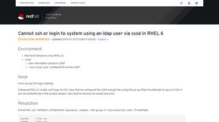 Cannot ssh or login to system using an ldap user via sssd in RHEL 6