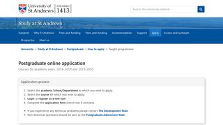 Online application form - Postgraduate - University of St Andrews
