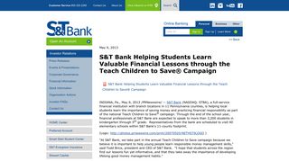 S&T Bank Helping Students Learn Valuable Financial Lessons ...