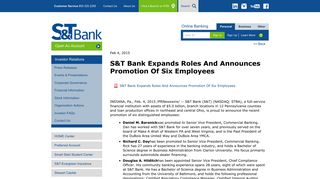 S&T Bank Expands Roles And Announces Promotion Of Six ...