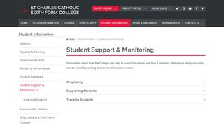 Student Support & Monitoring - St Charles Catholic Sixth Form College