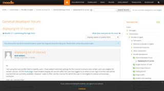 Moodle in English: displaying list of courses - Moodle.org