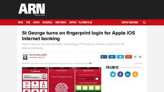 St George turns on fingerprint login for Apple iOS Internet banking - ARN
