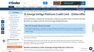 St.George Vertigo Platinum Credit Card Online Offer | finder.com.au