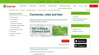 Travel money card - currencies, rates and fees | St.George Bank