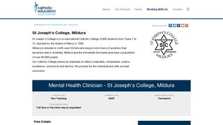 Mental Health Clinician - St Joseph's College, Mildura