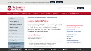 Online Patient Portal | St. John's University