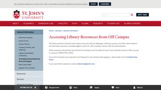 Accessing Library Resources from Off Campus | St. John's University