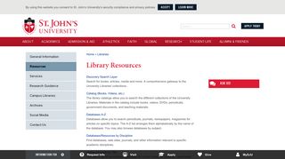 Library Resources | St. John's University